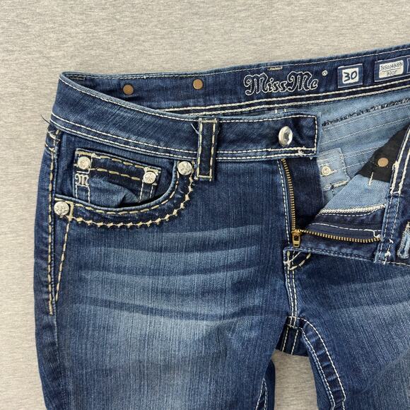 Miss Me Women’s Bootcut Jeans‎ Size 30 JS5014B89V Blue Embellished Flap Pockets - Picture 5 of 10